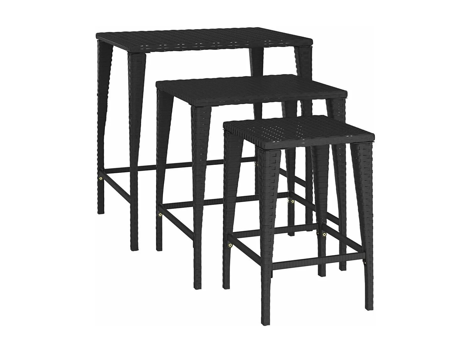 Tables gigognes de jardin 3 pcs noir résine tressée