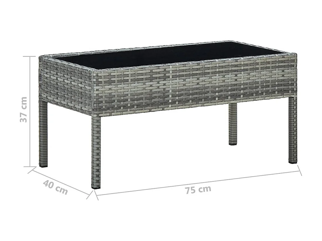 Tavolo da Giardino Grigio 75x40x37 cm in Polyrattan