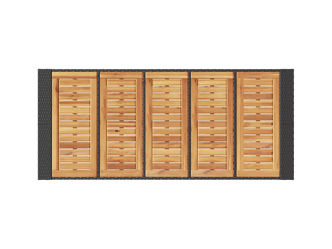 Tuinbartafel acaciahouten blad 185x80x110 cm poly rattan zwart