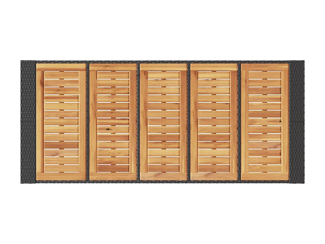 Tuinbartafel acaciahouten blad 185x80x110 cm poly rattan zwart