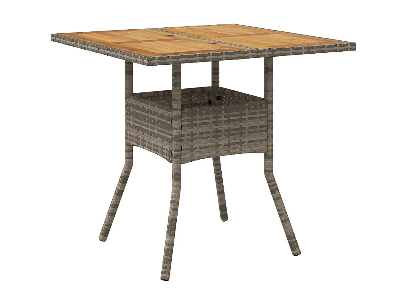 Tavolo Giardino Piano Legno Acacia Grigio 80x80x75cm Polyrattan