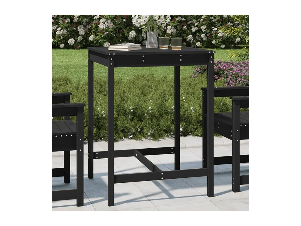 Tavolo da Giardino Nero 82,5x82,5x110cm Legno Massello di Pino