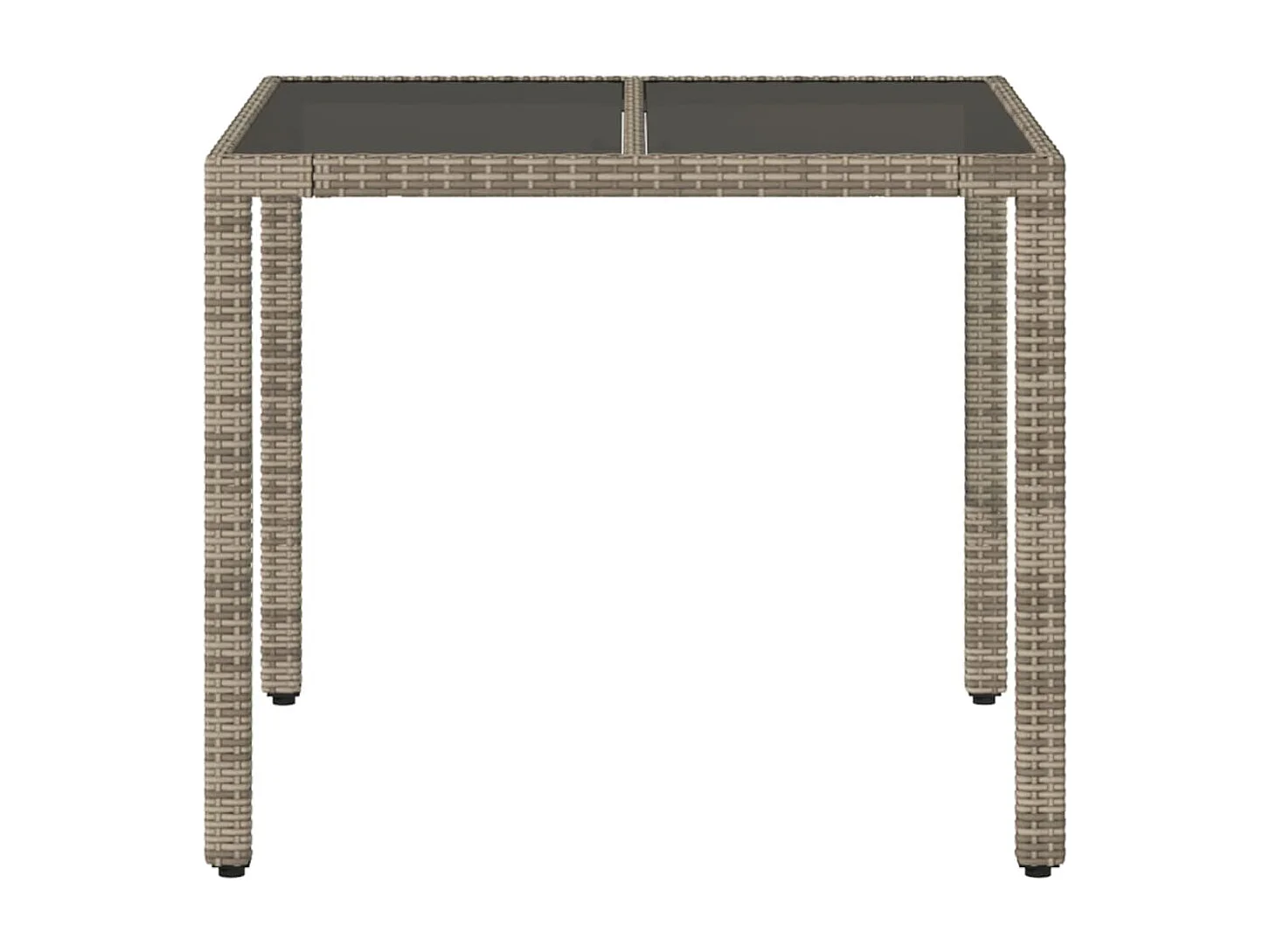 Table de jardin dessus en verre Gris 90x90x75 cm Résine tressée