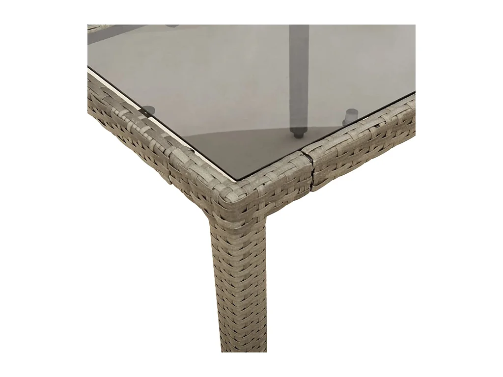 Table de jardin dessus en verre Gris 90x90x75 cm Résine tressée