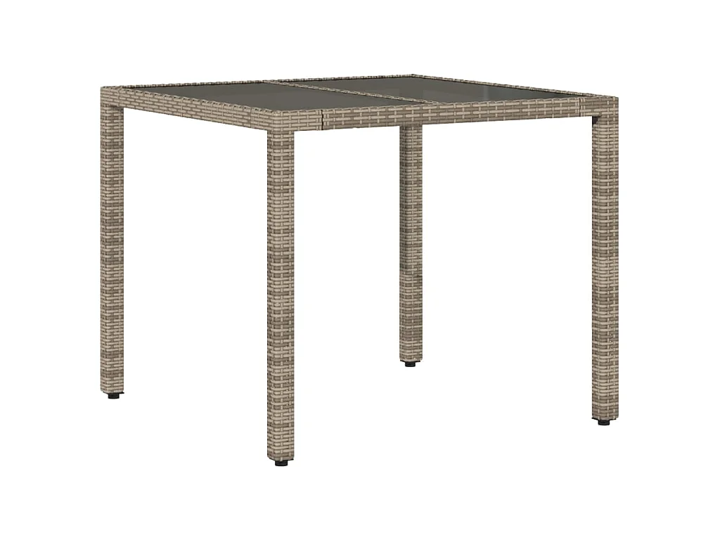 Table de jardin dessus en verre Gris 90x90x75 cm Résine tressée