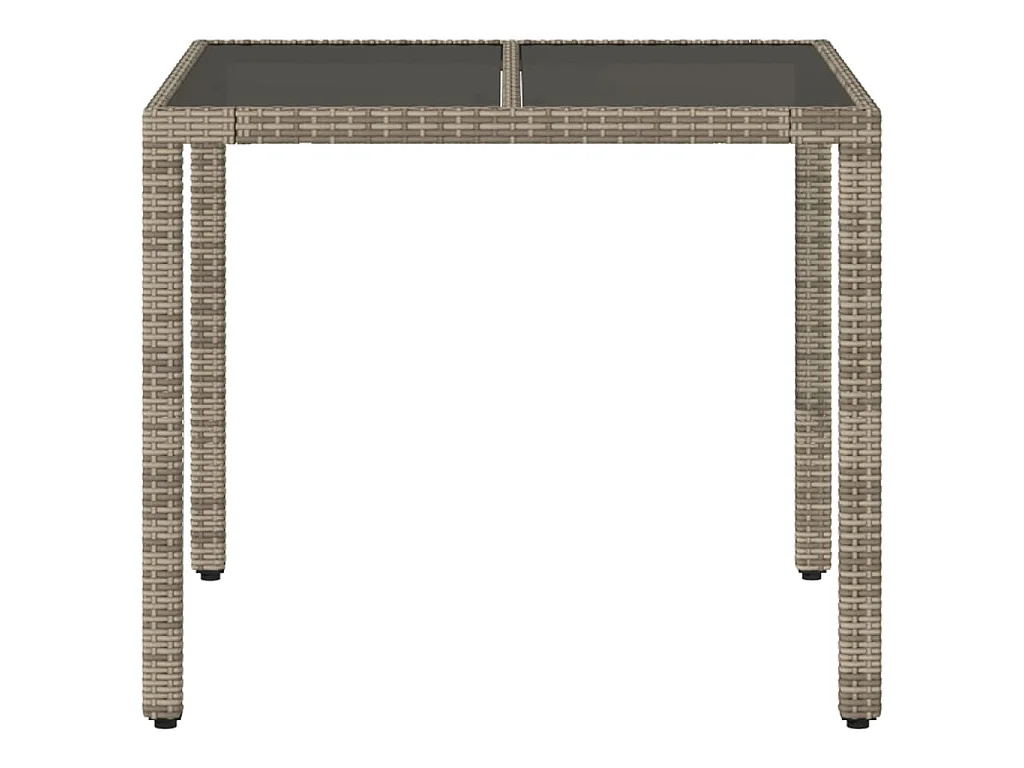 Table de jardin dessus en verre Gris 90x90x75 cm Résine tressée