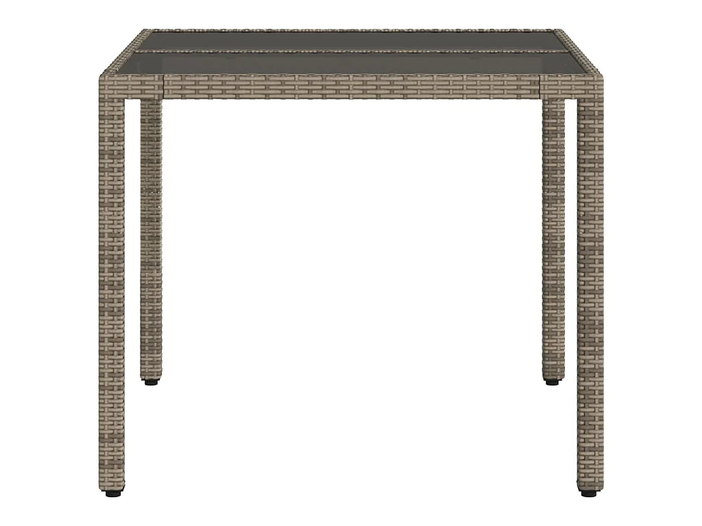 Table de jardin dessus en verre Gris 90x90x75 cm Résine tressée