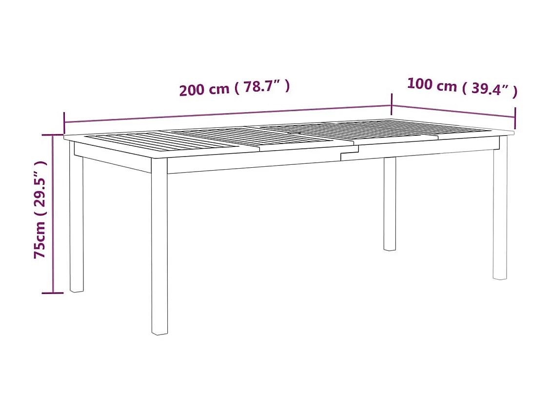 Mesa de jardín madera maciza de acacia gris 200x100x75 cm