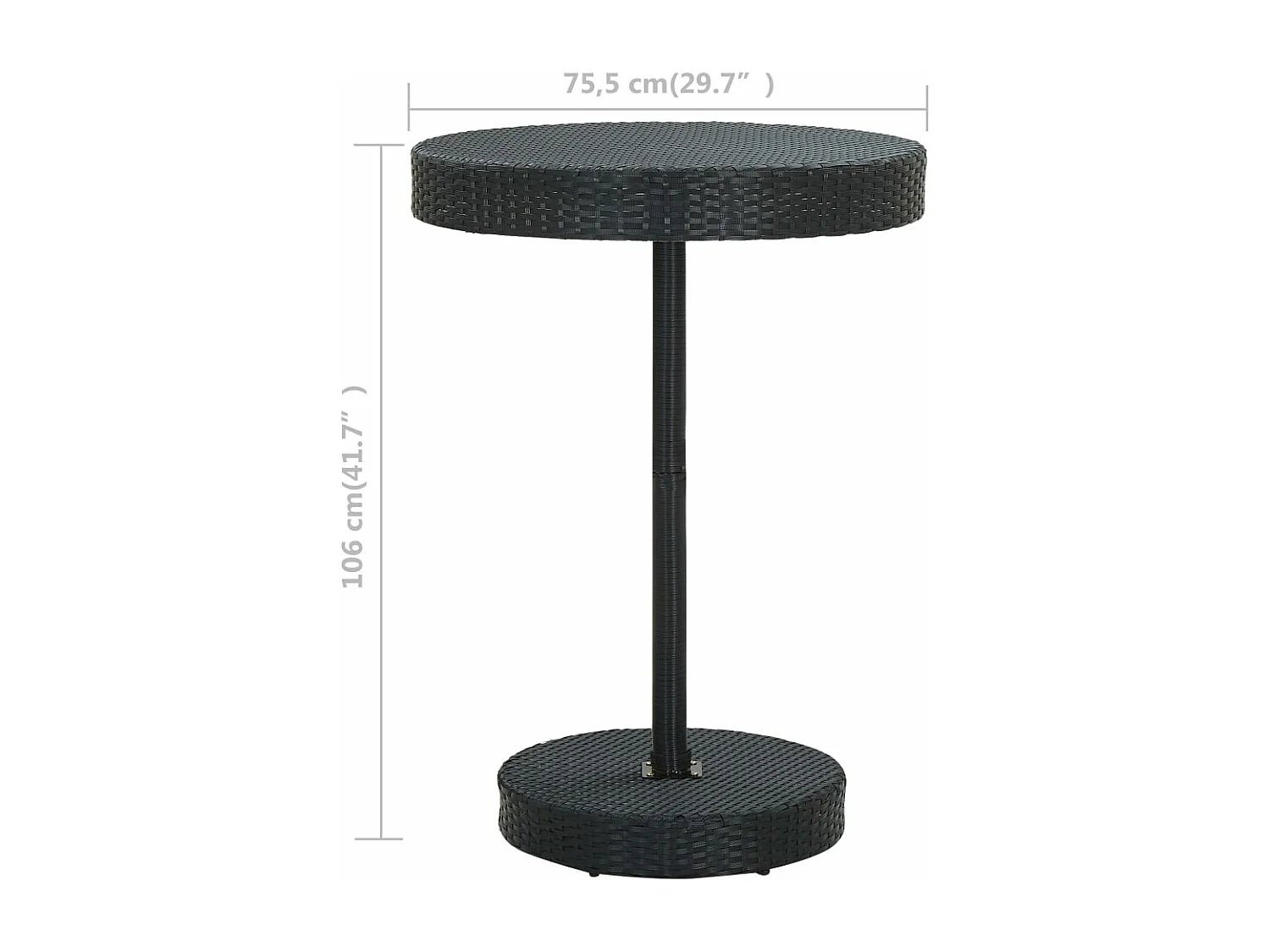 Mesa de jardim 75,5x106 cm vime PE preto