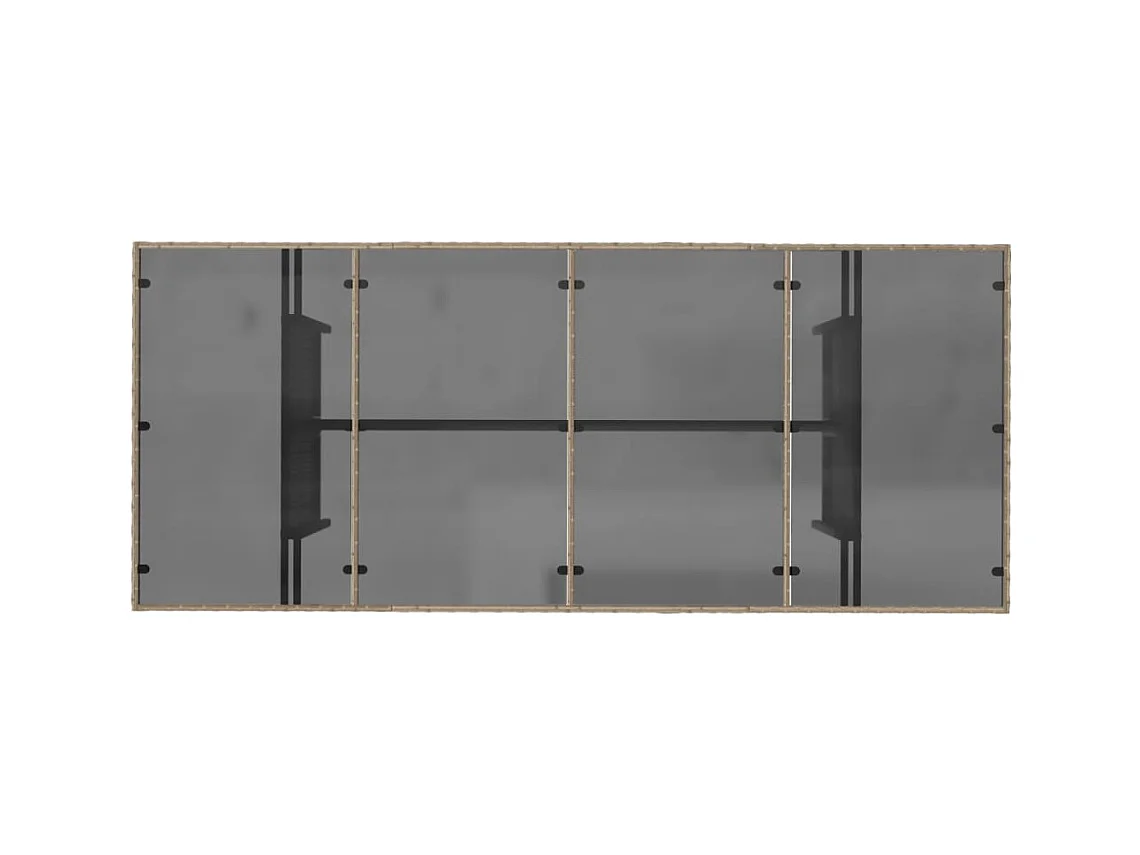 Tuintafel met glazen blad 190x80x75 cm poly rattan beige