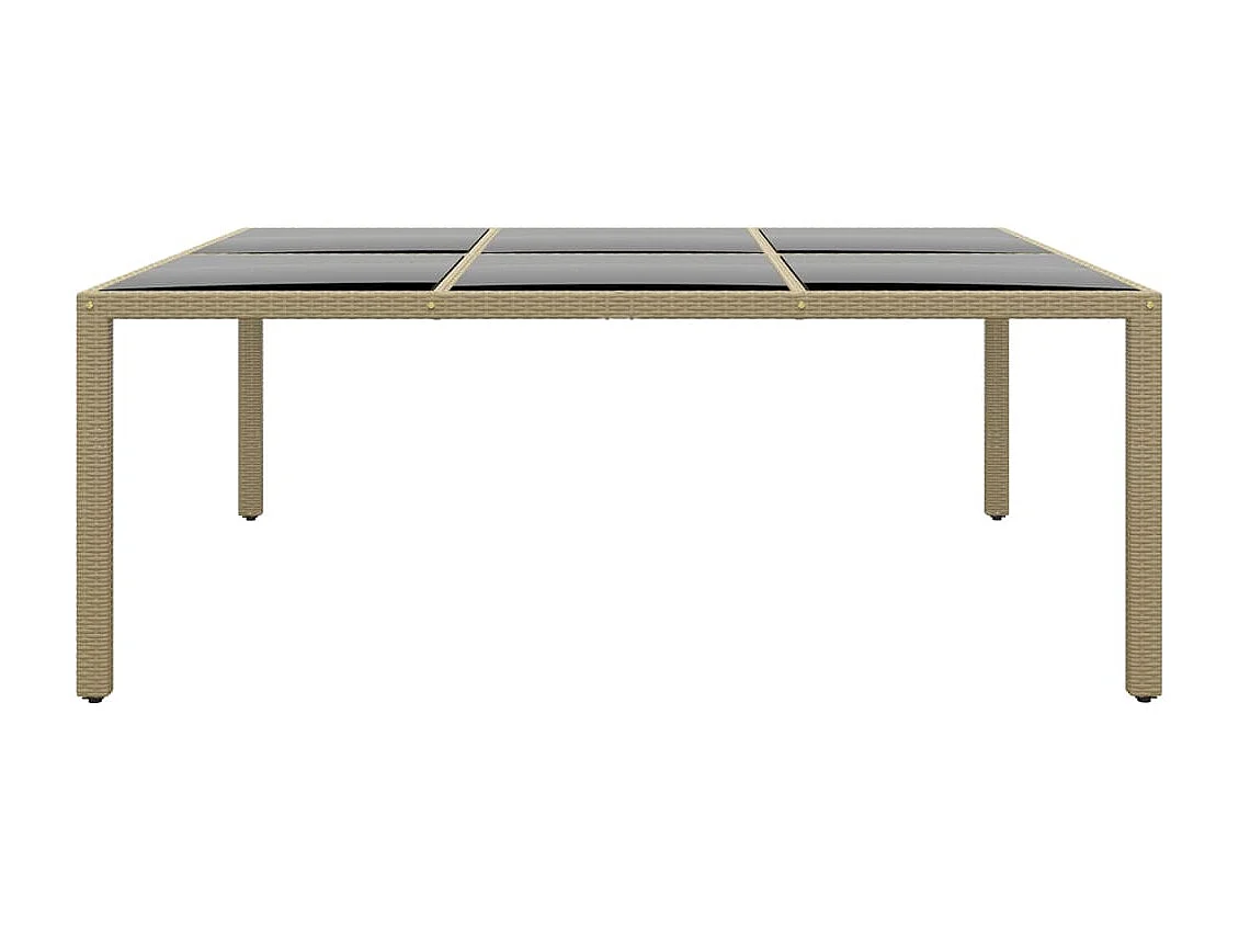 Tavolo Giardino 200x150x75 cm Vetro Temperato Polyrattan Beige