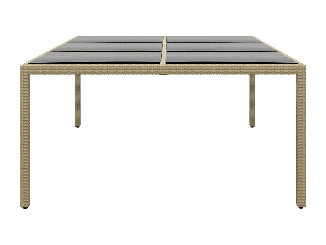 Tavolo Giardino 200x150x75 cm Vetro Temperato Polyrattan Beige