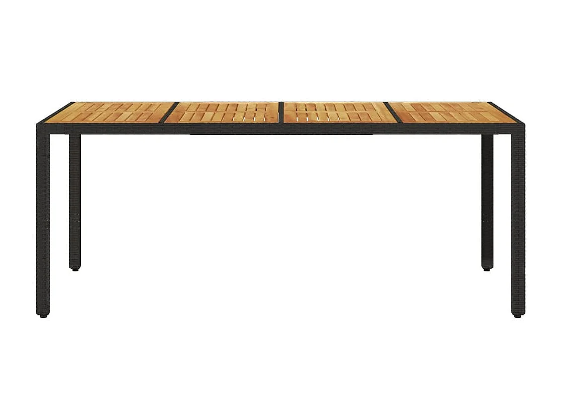 Mesa de jardín superficie madera acacia ratán negro 190x90x75cm