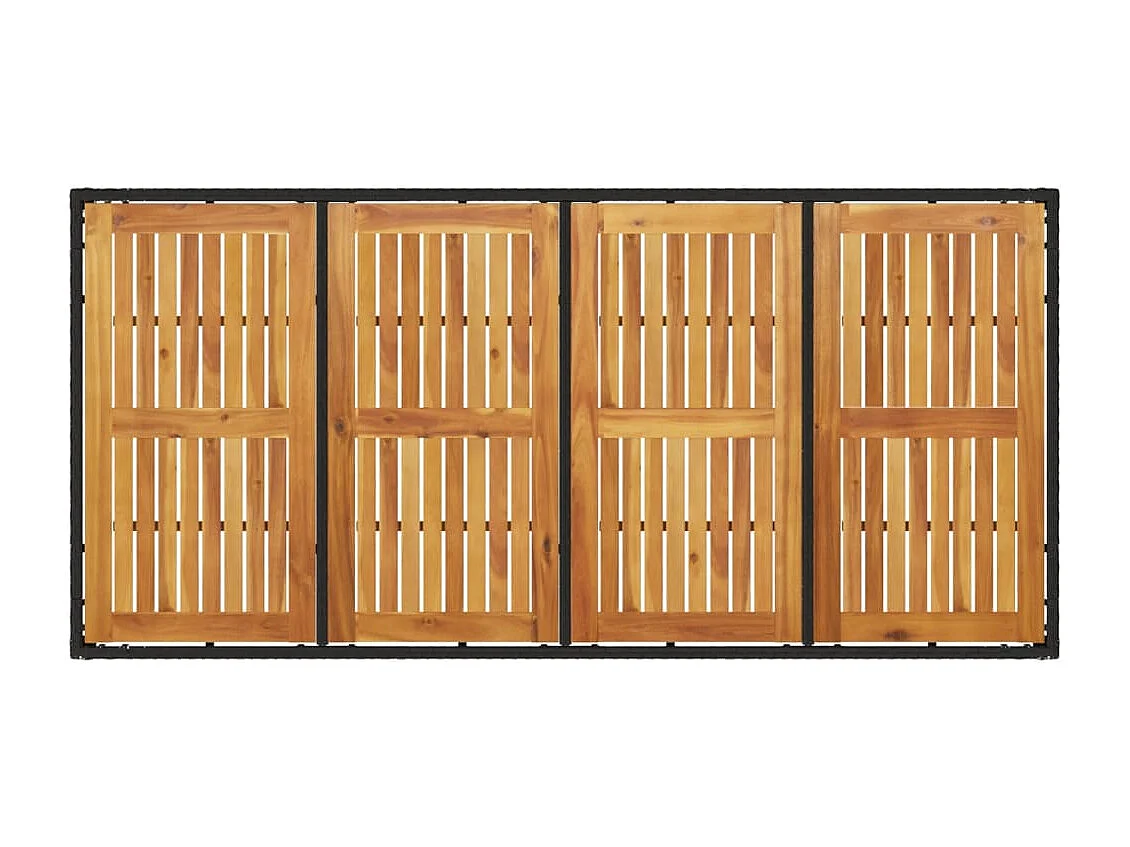 Mesa de jardín superficie madera acacia ratán negro 190x90x75cm