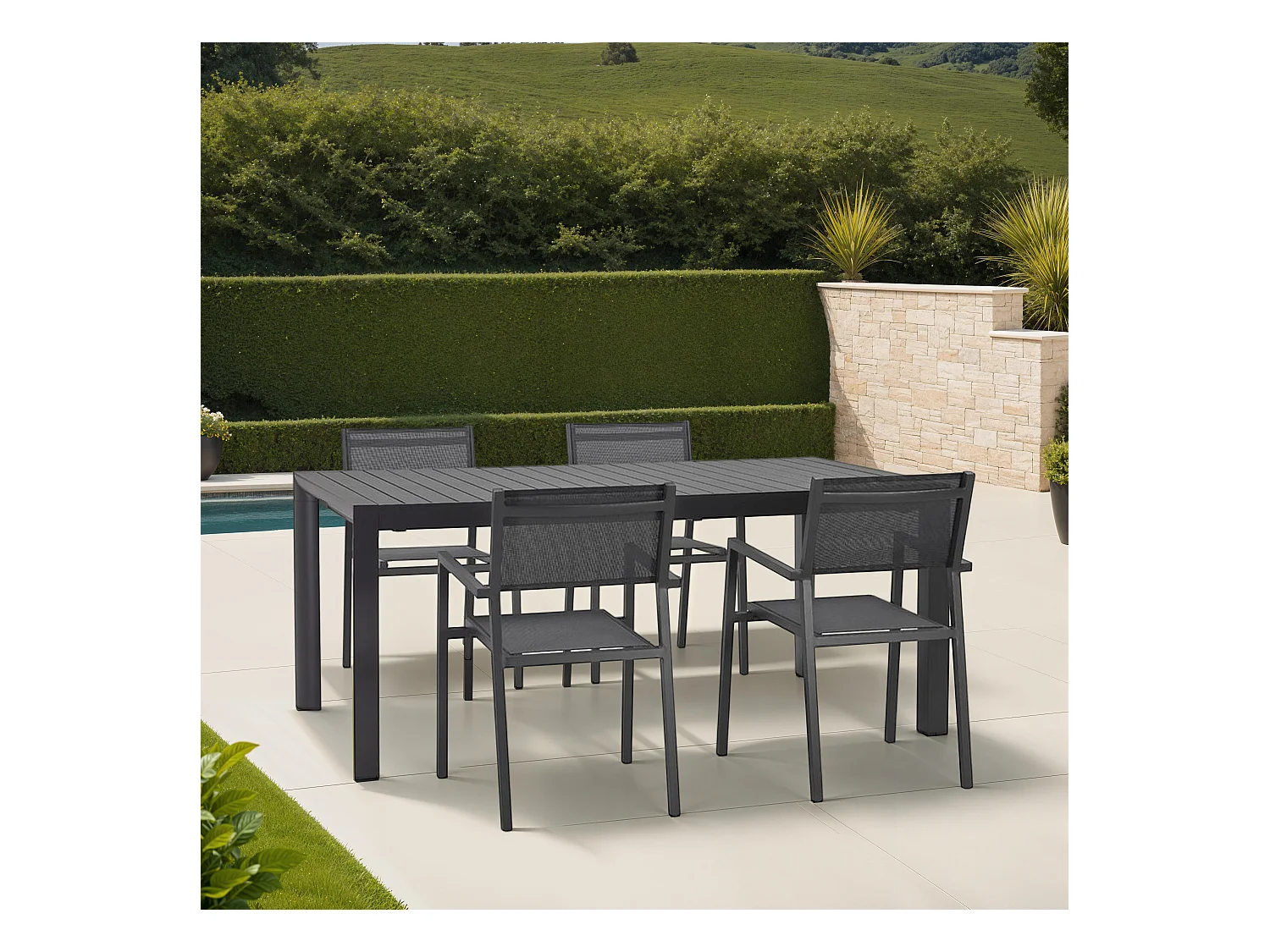 Gartentisch - SAMUI - grau - 180-240x100x75 cm