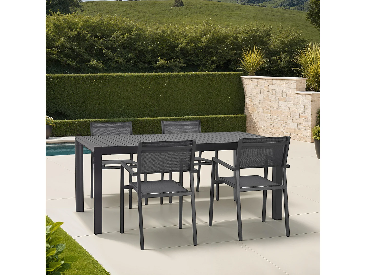 Gartentisch - SAMUI - grau - 180-240x100x75 cm