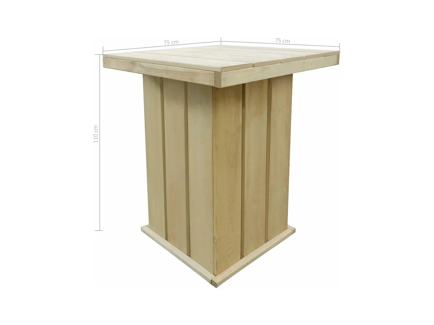 Bartisch 75x75x110 cm Kiefernholz Imprägniert