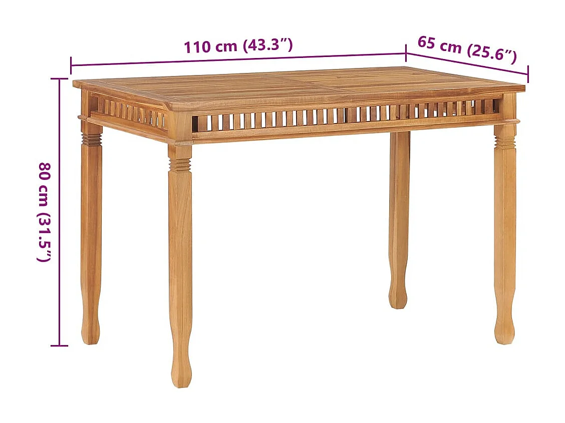 Mesa de jantar para jardim 110x65x80 cm madeira de teca maciça