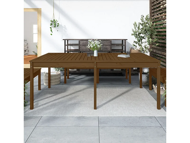 Table de jardin marron miel 203,5x100x76 cm bois massif de pin