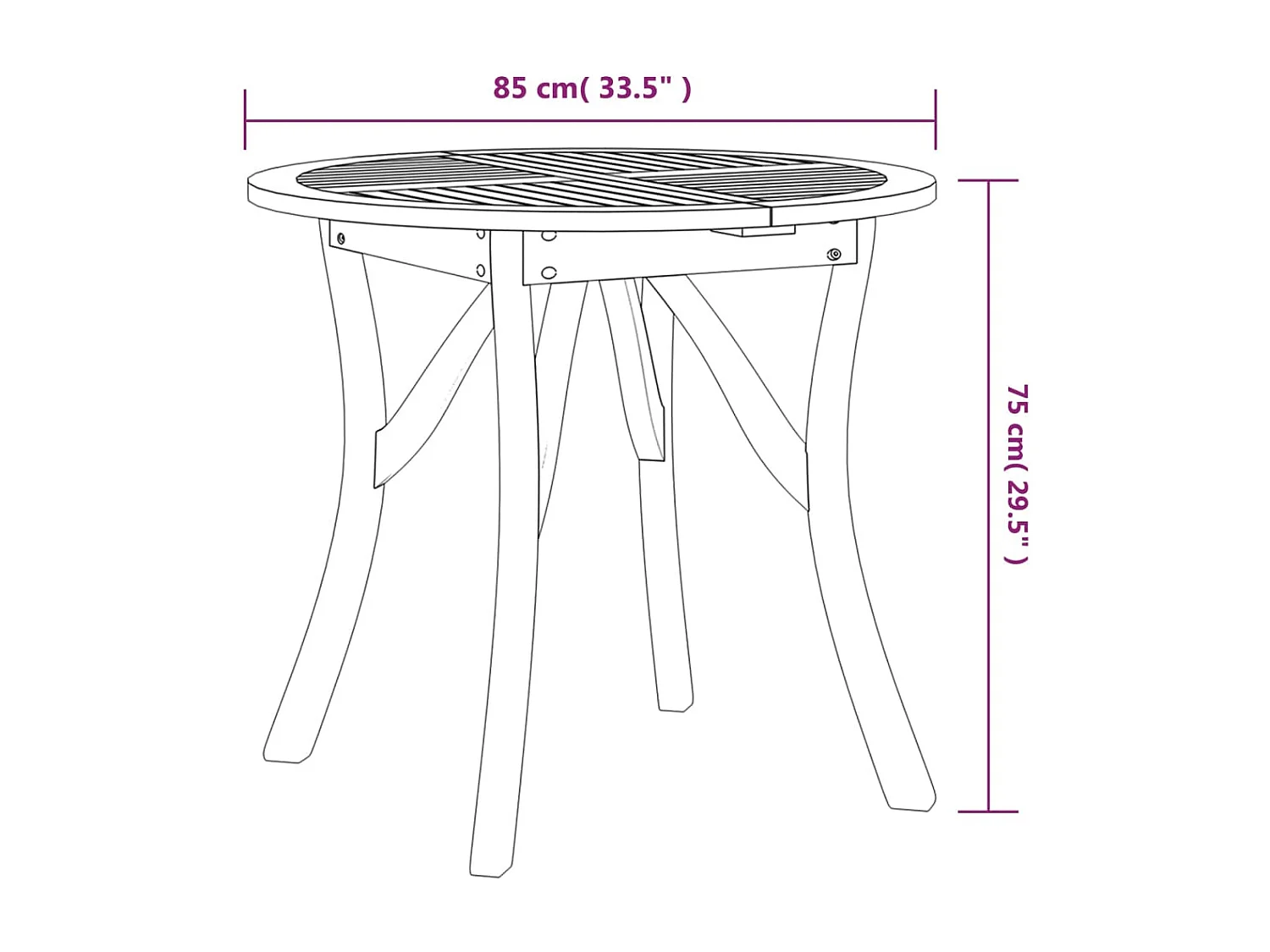 Mesa de jardim Ø 85 cm madeira de acácia maciça