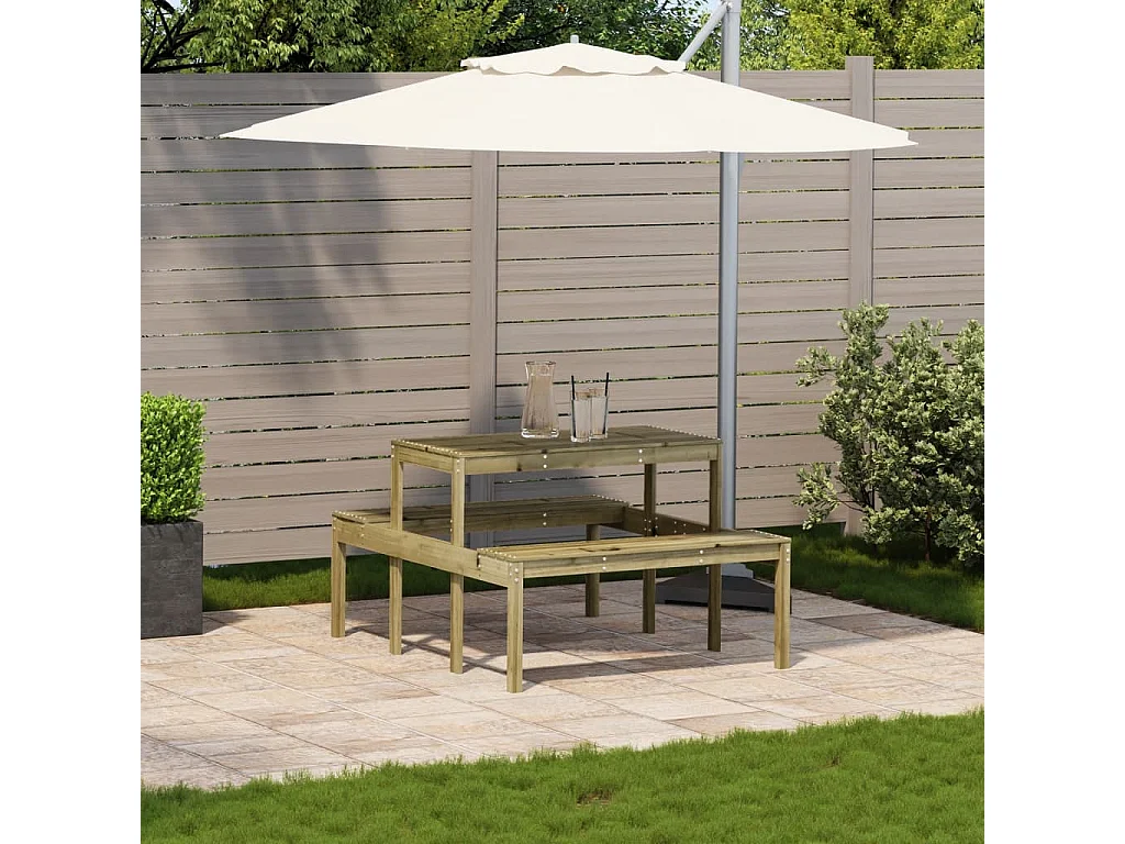 Tavolo da Picnic 110x134x75 cm in Legno Impregnato di Pino