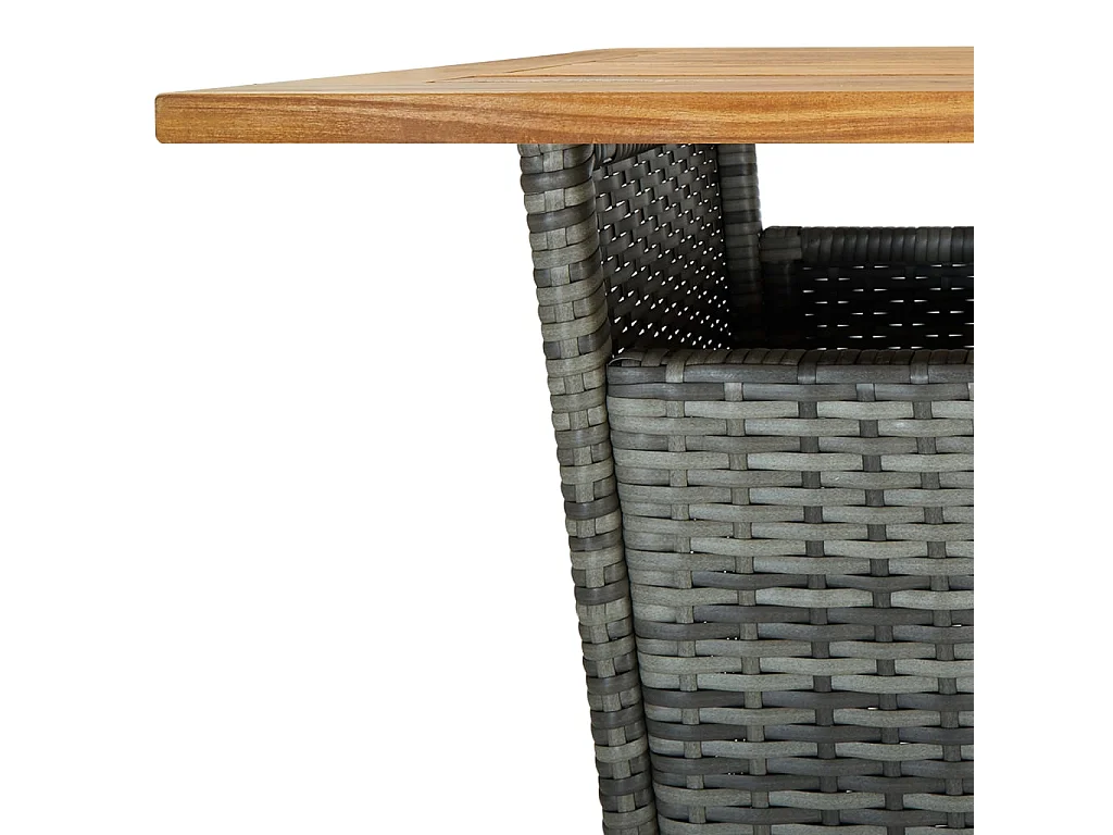 Table de bar Gris 60x60x110 cm Résine tressée et bois d'acacia