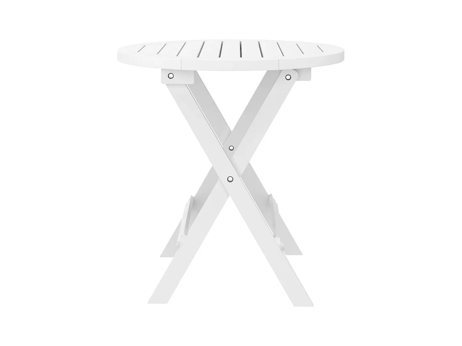 Gartentisch Klappbar Weiß Ø 46 cm Massivholz Akazie
