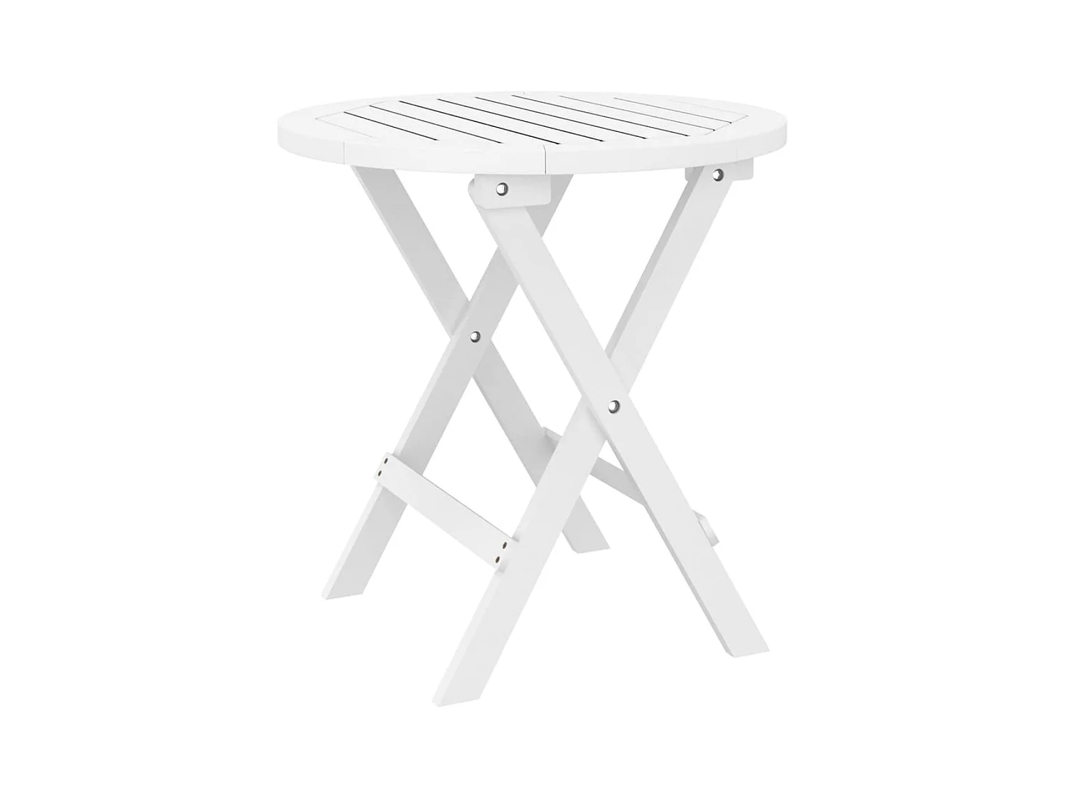Gartentisch Klappbar Weiß Ø 46 cm Massivholz Akazie
