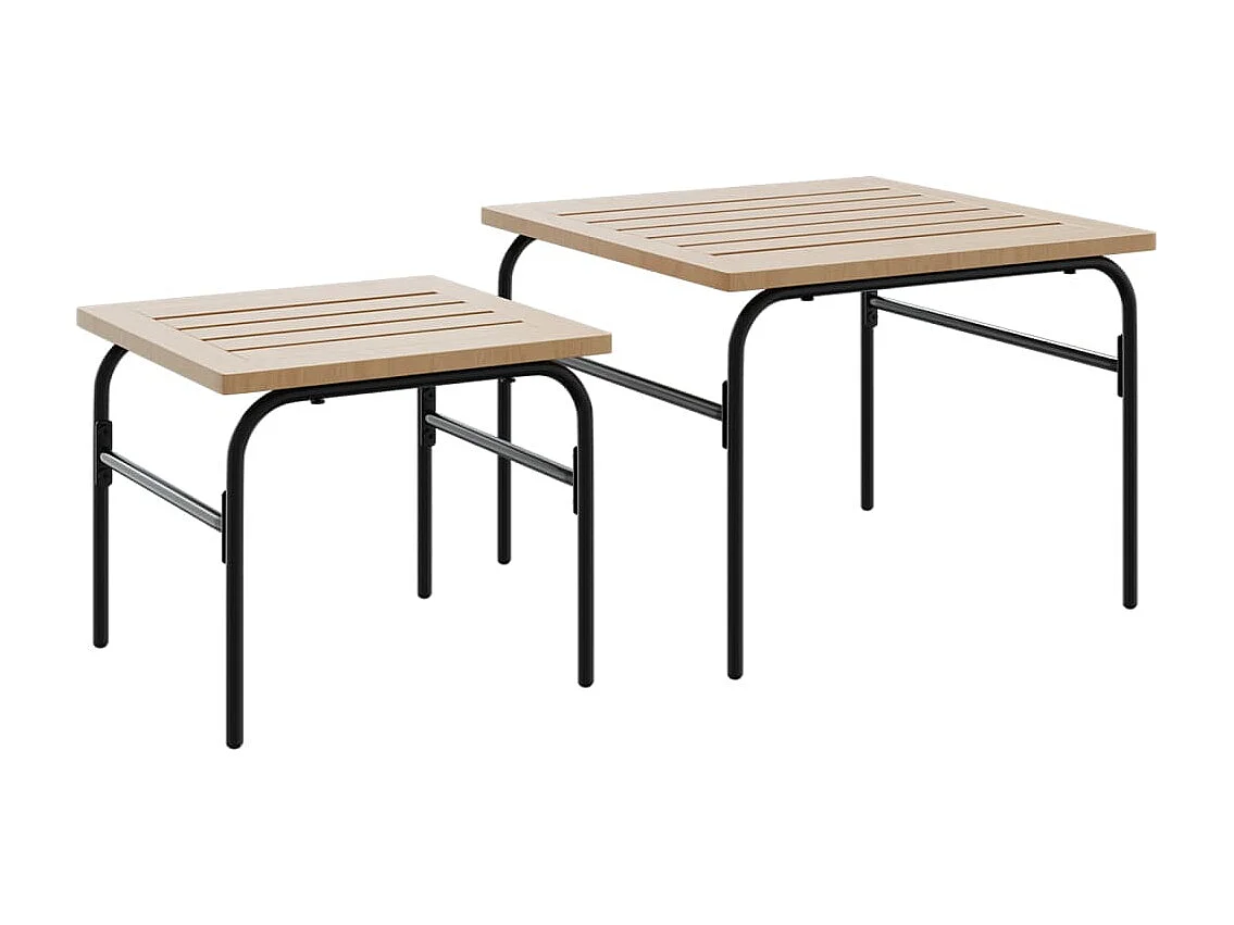 Mesas de centro de encastrar p/ jardim 2 pcs aço preto/castanho