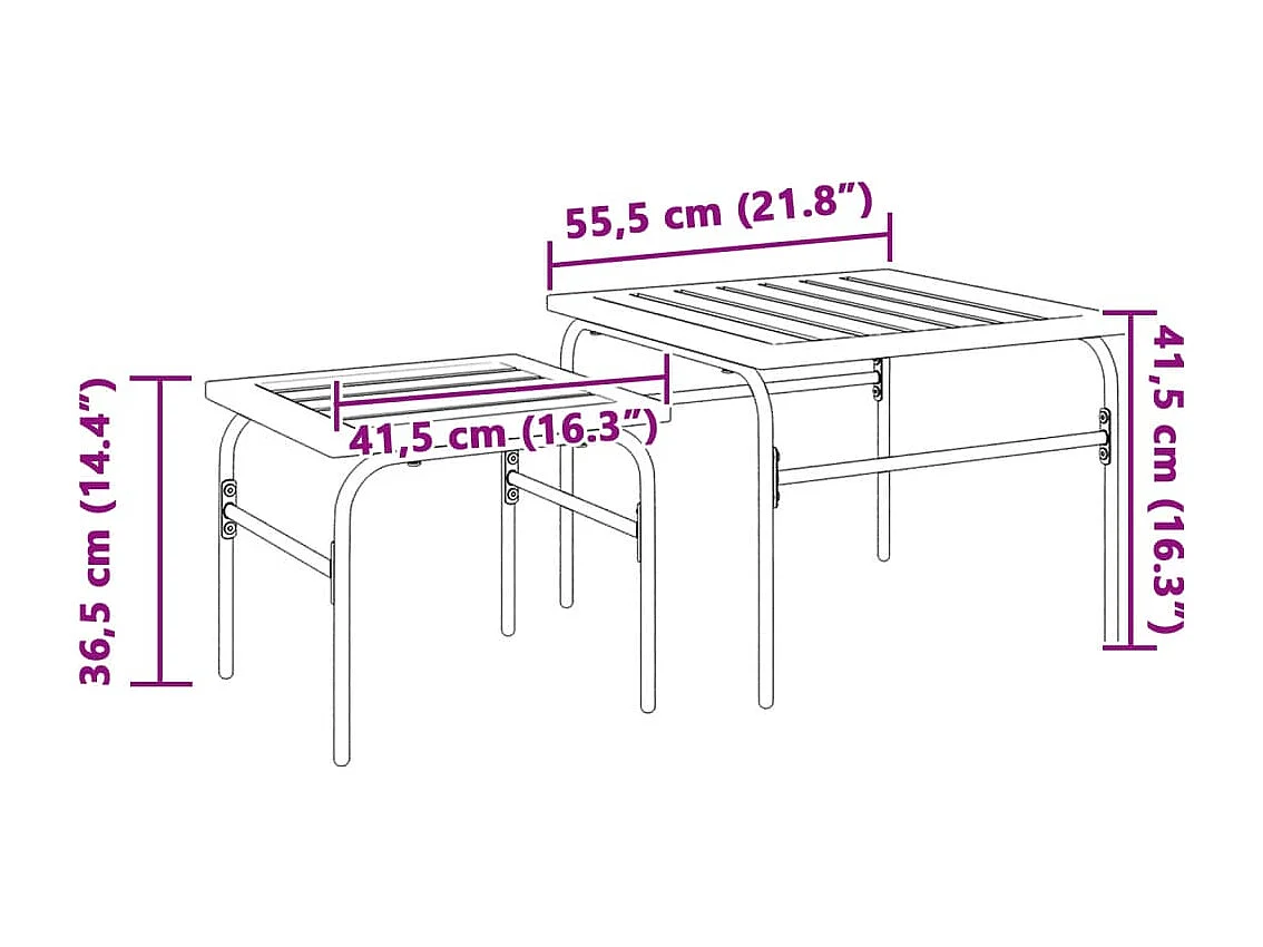 Mesas de centro de encastrar p/ jardim 2 pcs aço preto/castanho