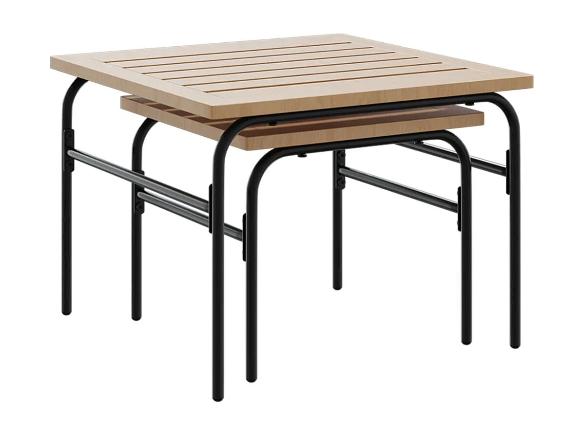 Tables basses gigognes de jardin 2 pcs marron et noir acier