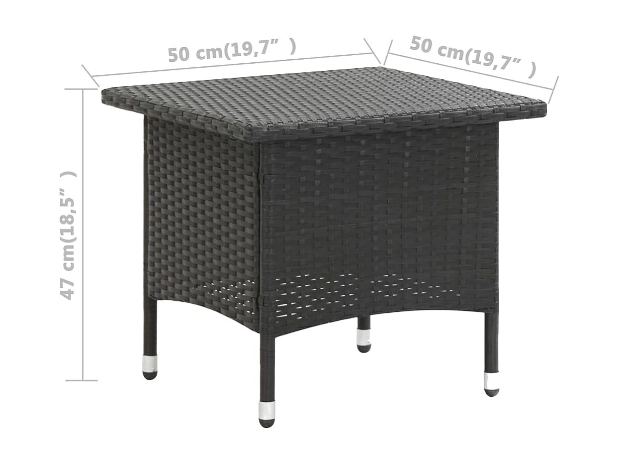 Mesa de chá 50x50x47 cm vime PE preto