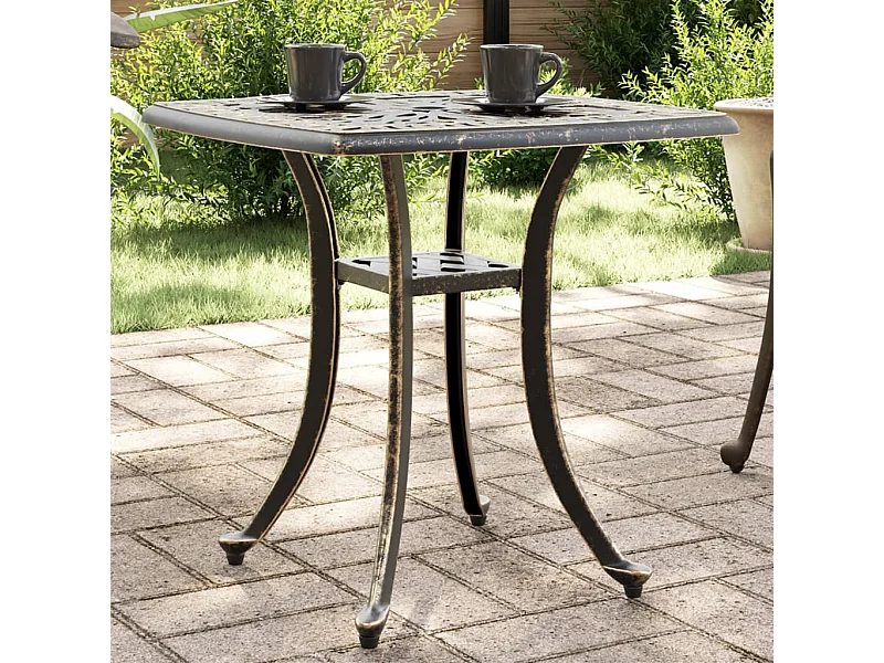 Table de jardin bronze 53x53x53 cm aluminium coulé