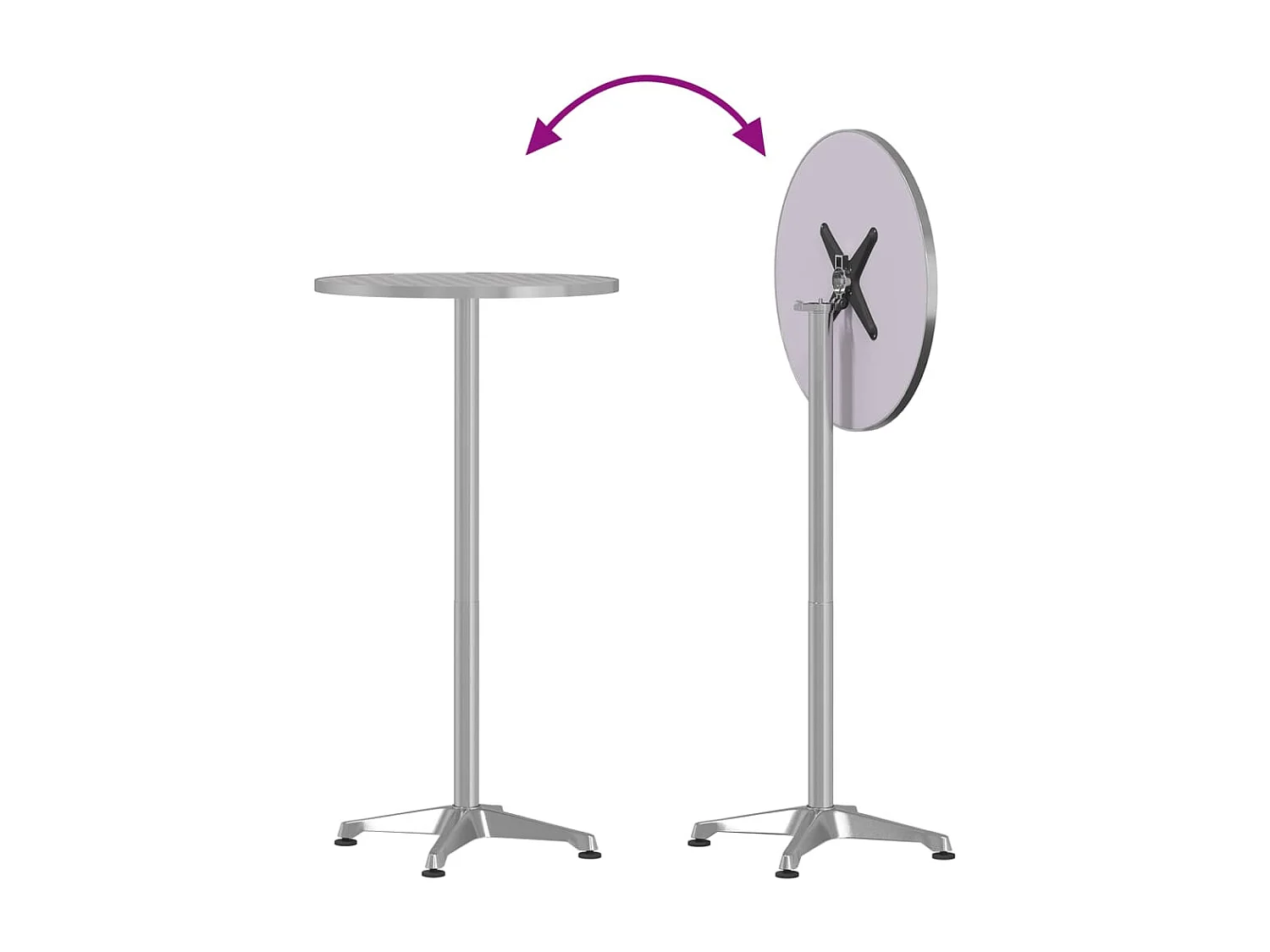 Outdoor-Bartisch Höhenverstellbar Ø59,5x70/114,5 cm Aluminium