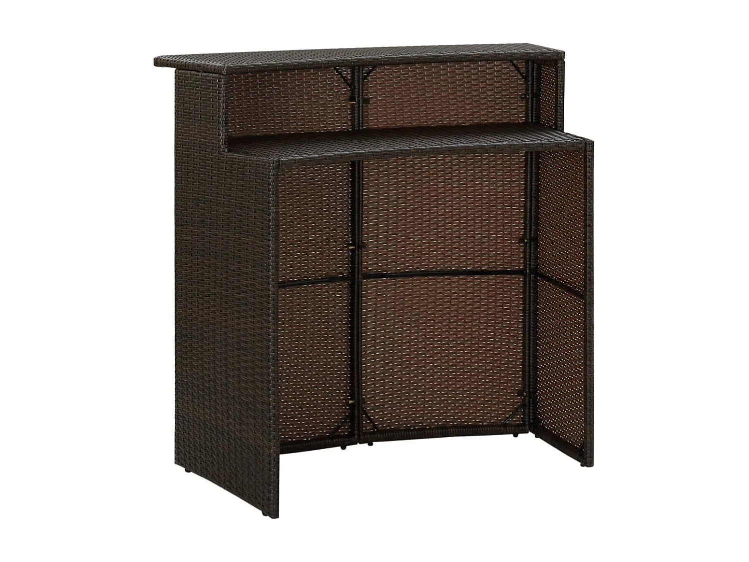 Mesa de bar para jardim 120x55x110 cm vime PE castanho