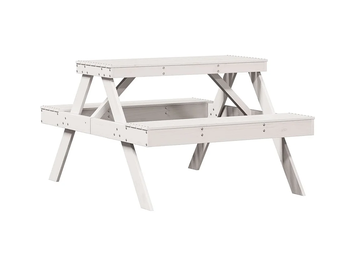 Table de pique-nique blanc 105x134x75 cm bois massif de pin