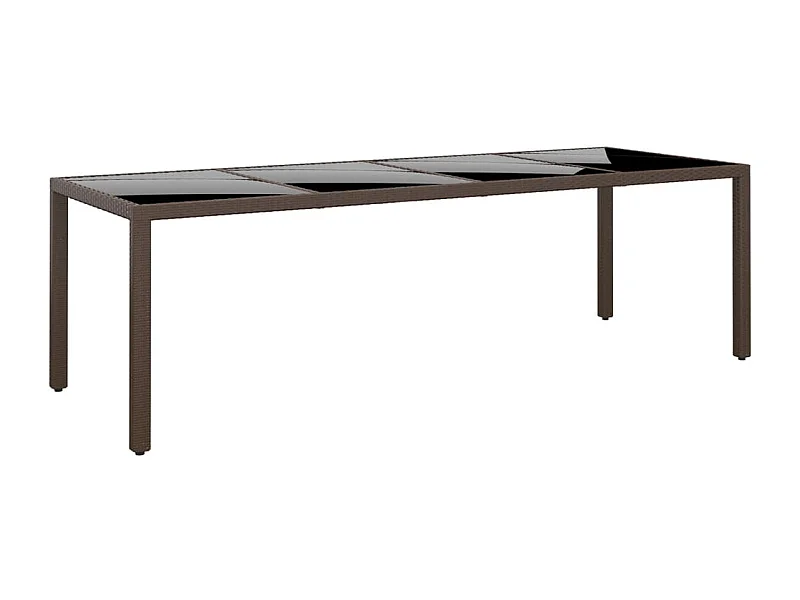 Mesa de jardín superficie de vidrio ratán sintético marrón