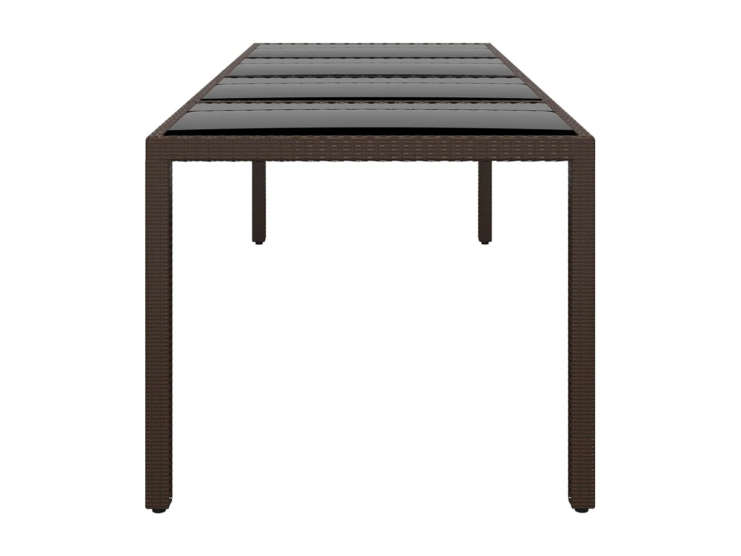 Mesa de jardín superficie de vidrio ratán sintético marrón