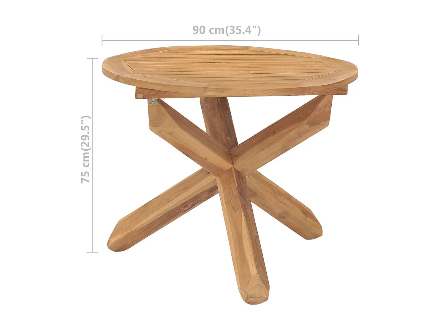 Mesa de jantar para jardim Ø90x75 cm madeira de teca maciça