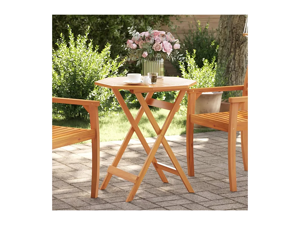 Gartentisch Klappbar Ø70x75 cm Massivholz Akazie