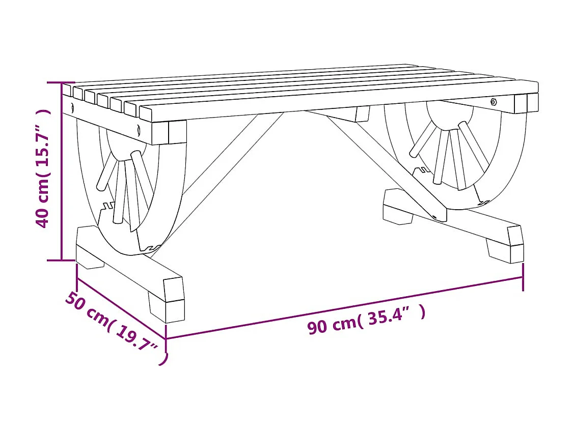 Mesa de centro para jardim 90x50x40 cm madeira de abeto maciça