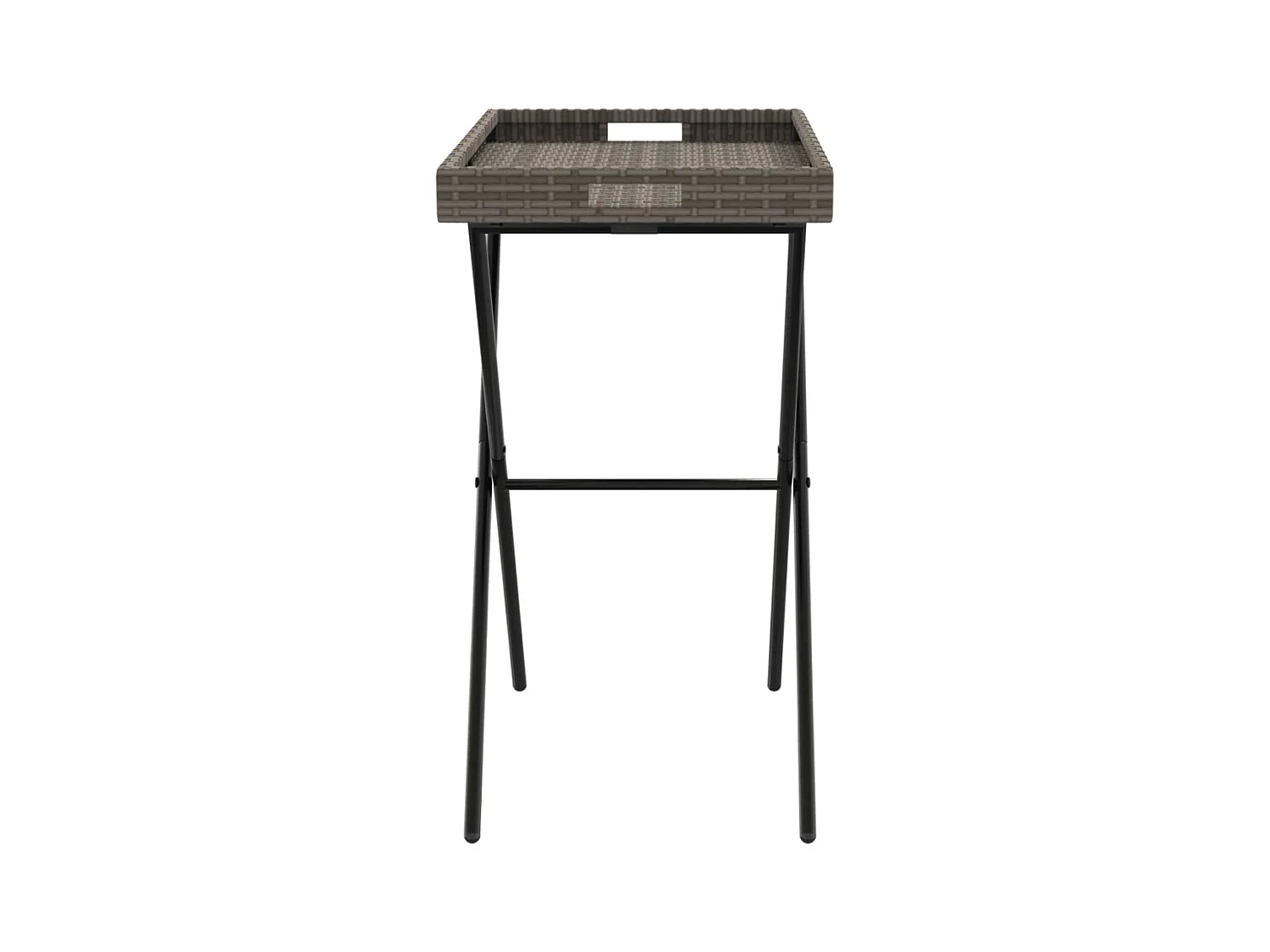 Table à plateau pliable gris 65x40x75 cm résine tressée