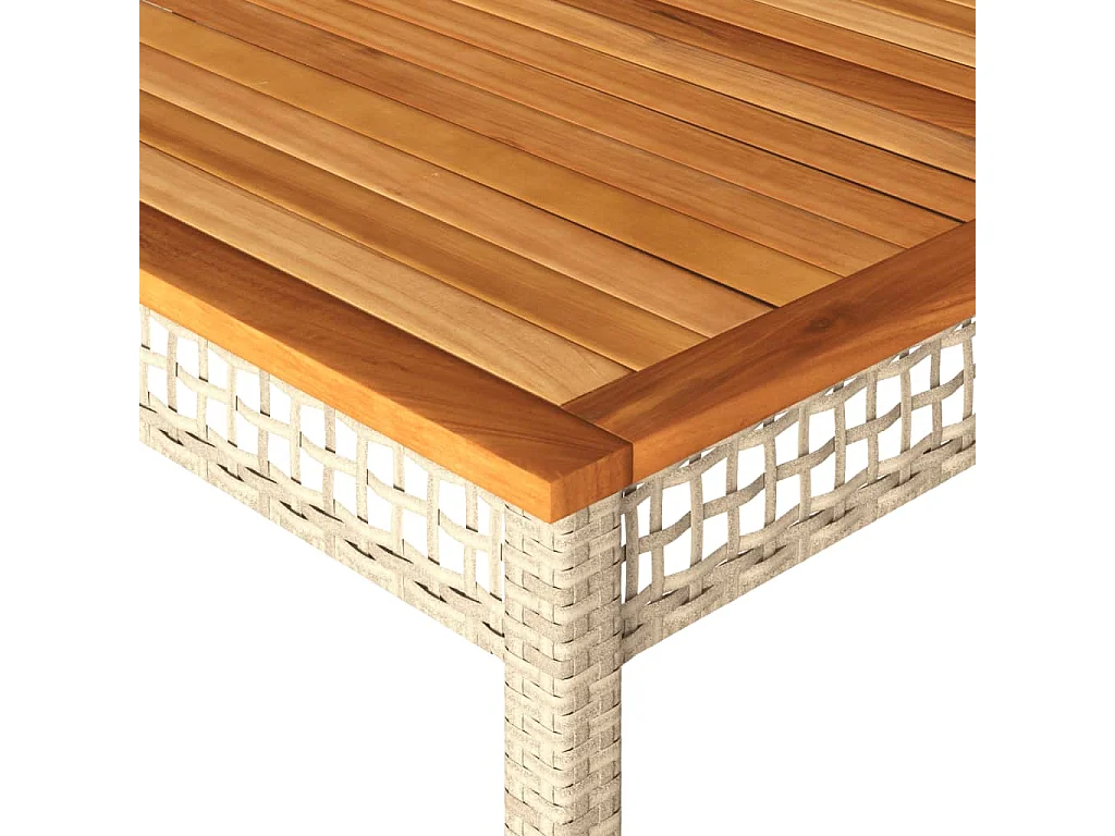 Tavolo da Giardino Beige 180x90x75 cm Polyrattan e Legno Acacia