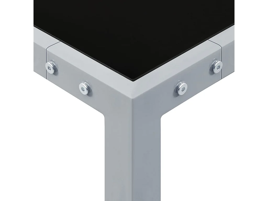 Mesa de jardín de acero y vidrio gris 130x130x72 cm