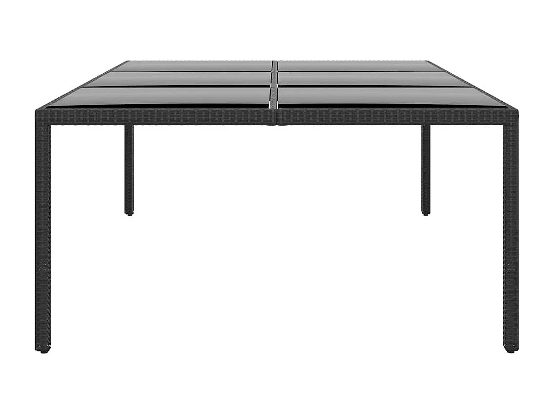 Tavolo Giardino 200x150x75 cm Vetro Temperato e Polyrattan Nero