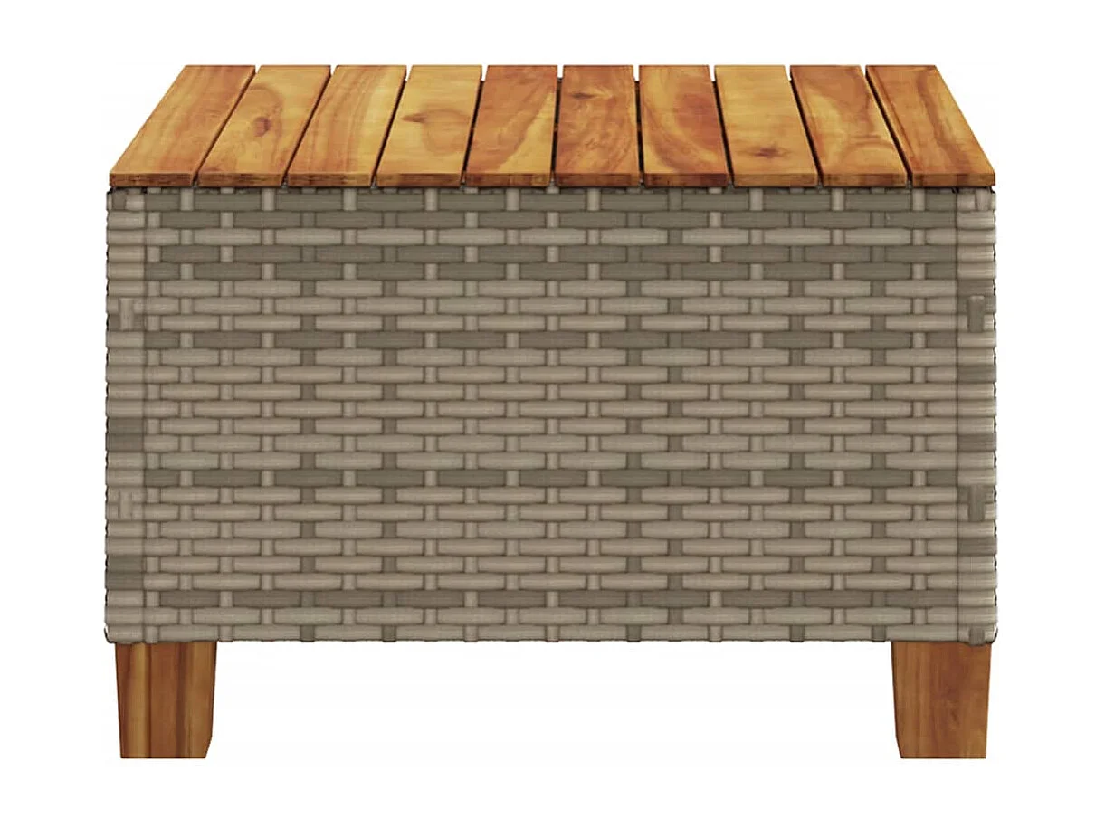 Mesa de jardín ratán sintético madera acacia gris 55x55x36 cm