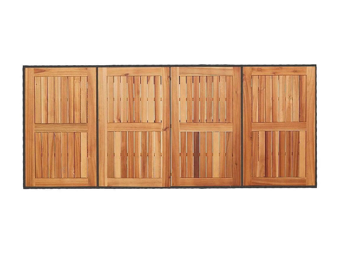 Mesa de jardim com tampo em acácia 190x80x75 cm vime PE preto