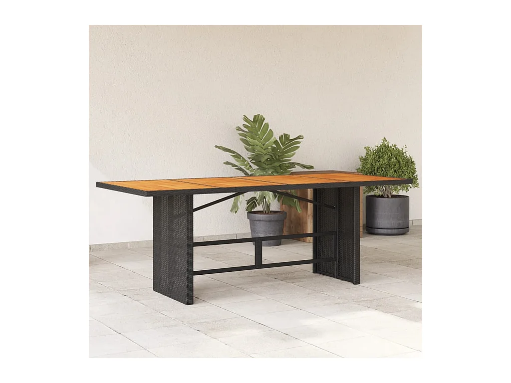 Table de jardin et dessus en bois d'acacia noir résine tressée