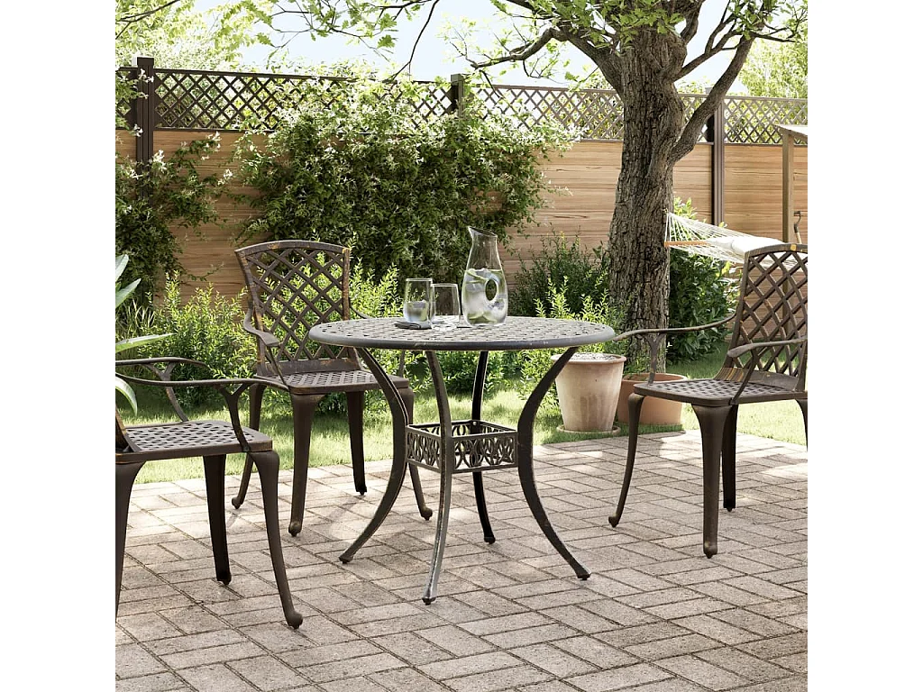 Mesa de jardín aluminio fundido bronce Ø90x75 cm