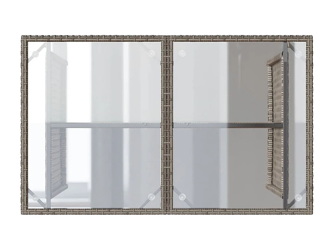 Mesa de jardim com tampo de vidro 110x68x70 cm vime PE cinza